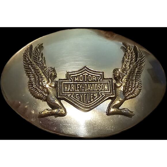 Harley Davidson Belt Buckle 2 Tone Silver And Brass. 2.5"×3.5". Unmarked. - Picture 7 of 12